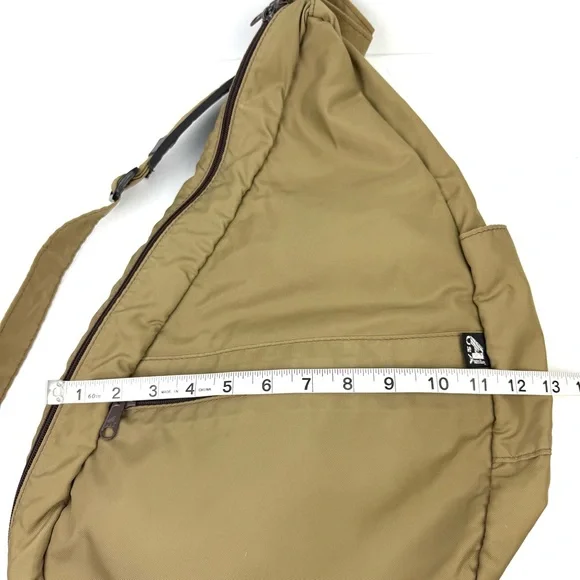 AmeriBag Healthy Back Bag Khaki Tan Nylon Sling Backpack Shoulder Bag Large